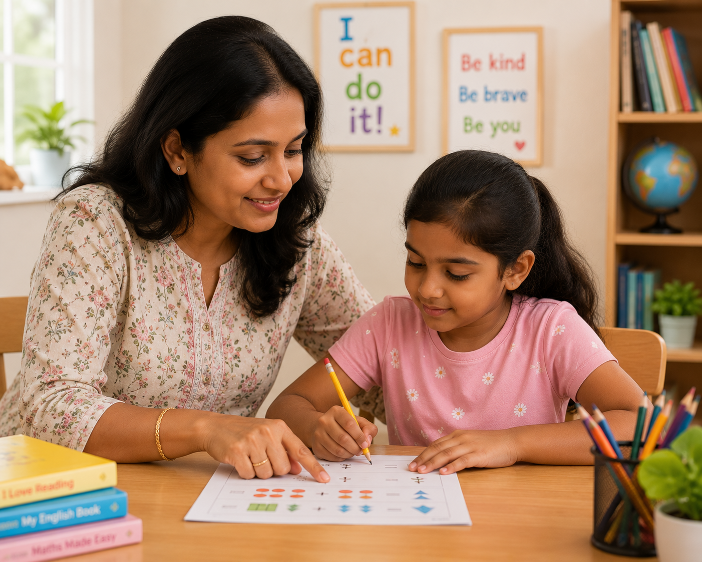 Teacher providing personalised support to a child with learning difficulties